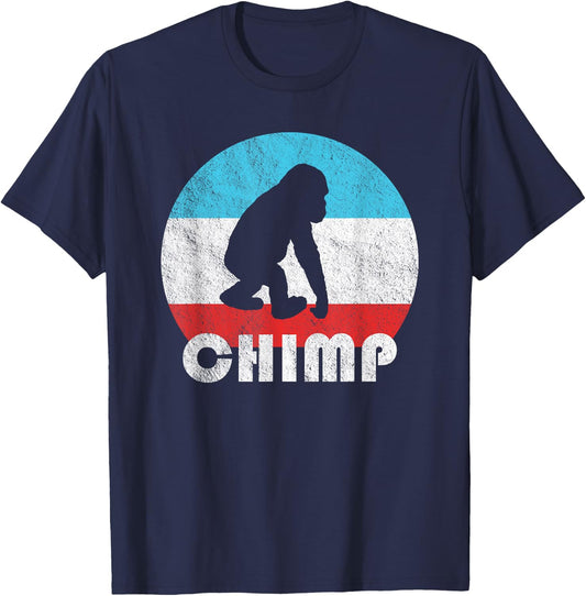 Baby Chimpanzee Chimp Vintage Retro Silhouette Gift T-Shirt - T-Shirt | Navy
