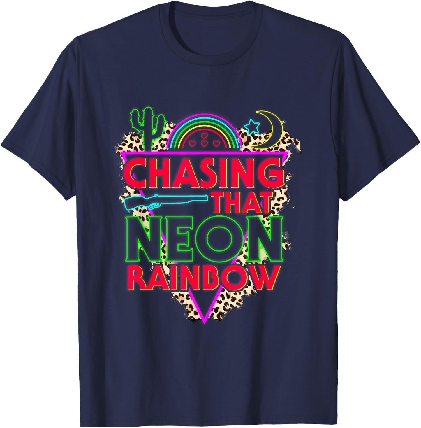 Vintage Country Music Chasing That's Neon Rainbows For T-Shirt - T-Shirt | Navy