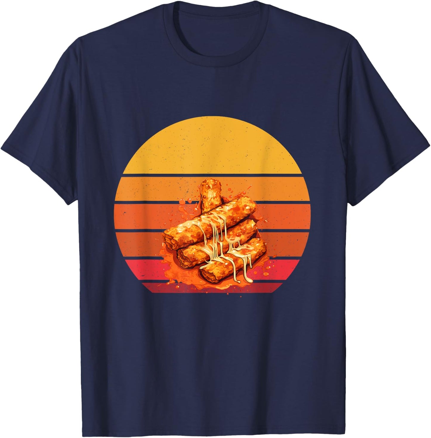 Mozzarella Sticks Retro Cheesy Mozzarella Sticks Lover T-Shirt - T-Shirt | Navy