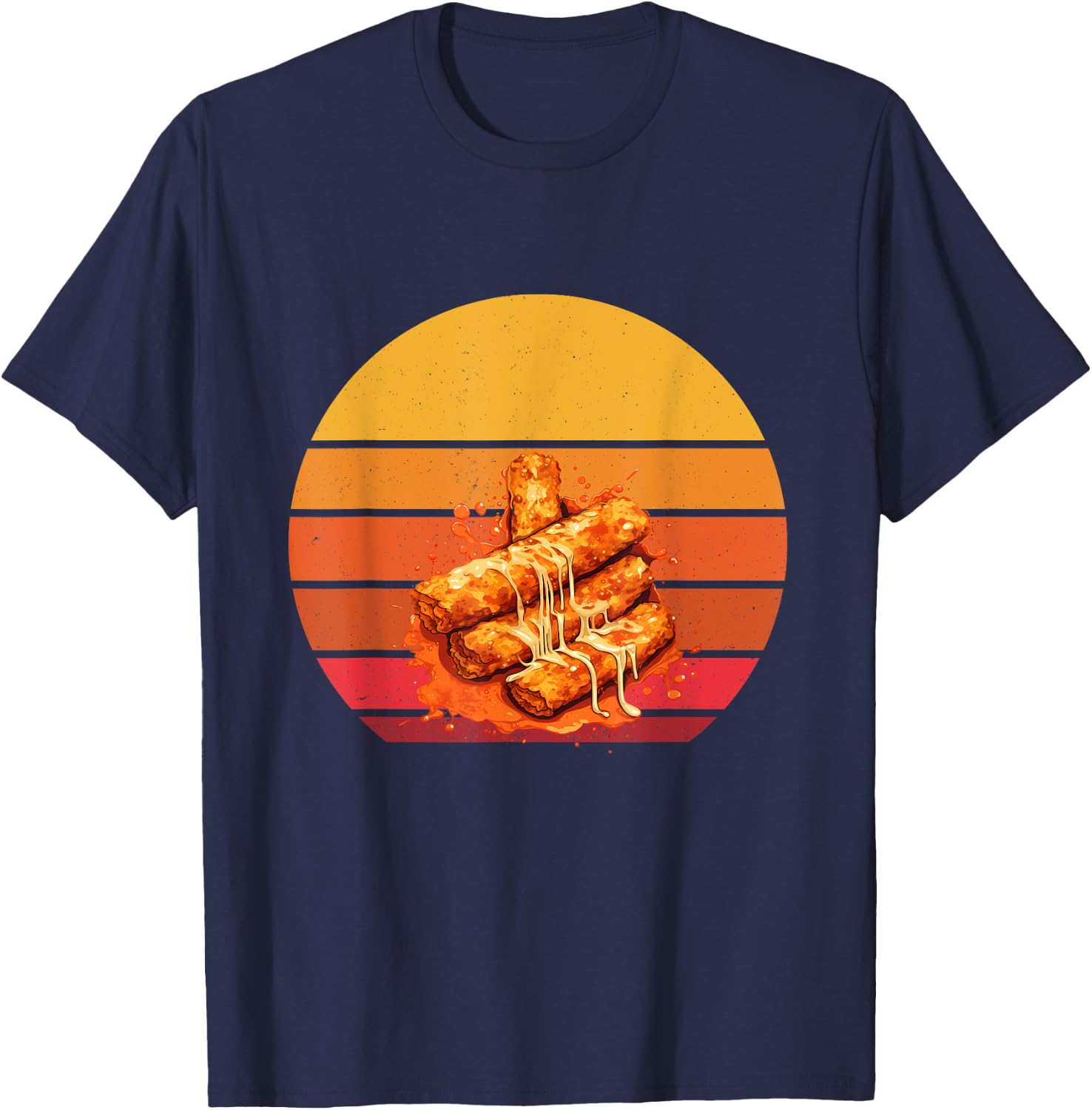 Mozzarella Sticks Retro Cheesy Mozzarella Sticks Lover T-Shirt - T-Shirt | Navy