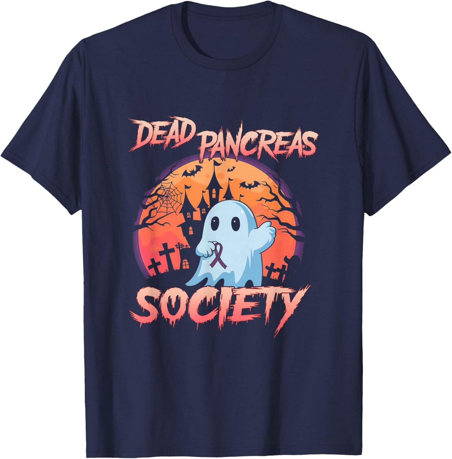 Diabetes Awareness Dead Pancreas Society Ghost Halloween T-Shirt - T-Shirt | Navy