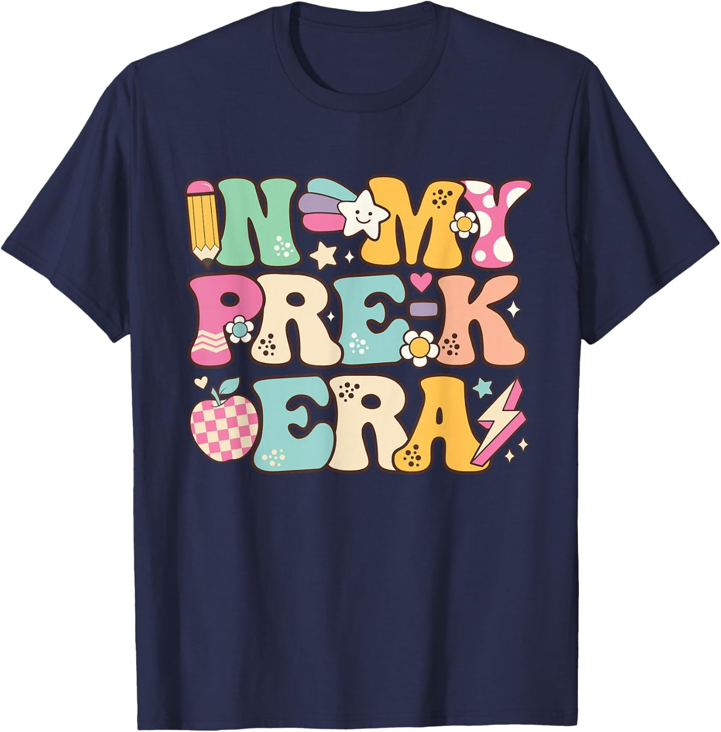 In My Pre-K Era Girl Back To School Cute PreSchool Teacher T-Shirt - T-Shirt | Navy