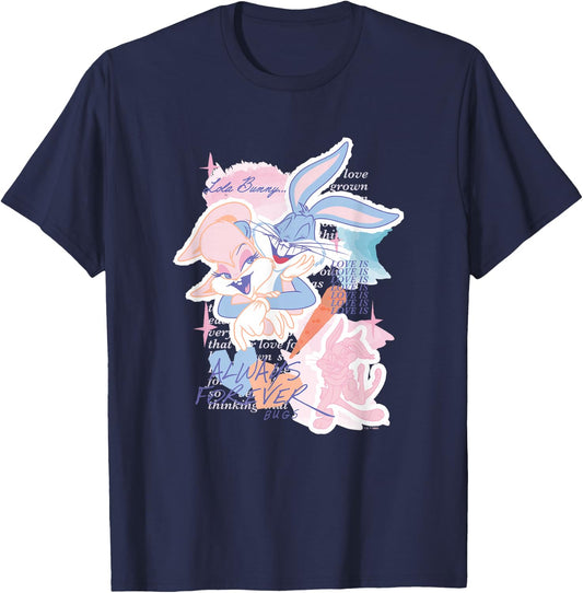 Looney Tunes Bugs Bunny Lola Bunny Always Forever Love Logo T-Shirt - T-Shirt | Navy