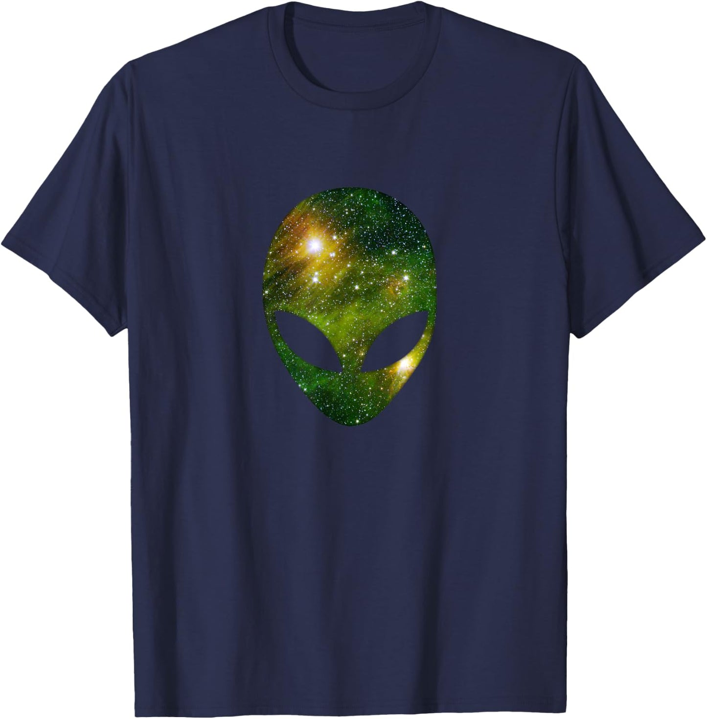 Cosmic Alien Head - Green Ufo Scifi Galaxy T-Shirt - T-Shirt | Navy