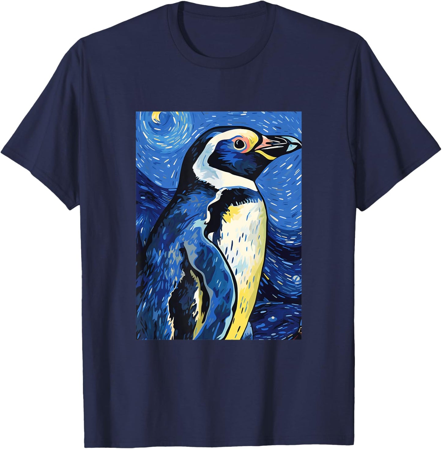 Magellanic Penguin Starry Night Painting Men Women Kids T-Shirt - T-Shirt | Navy