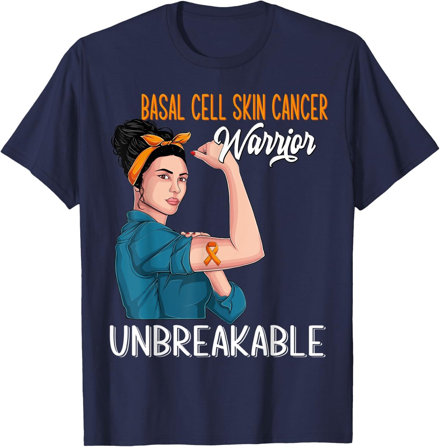 Basal Cell Skin Cancer Awareness Warrior Unbreakable T-Shirt - T-Shirt | Navy