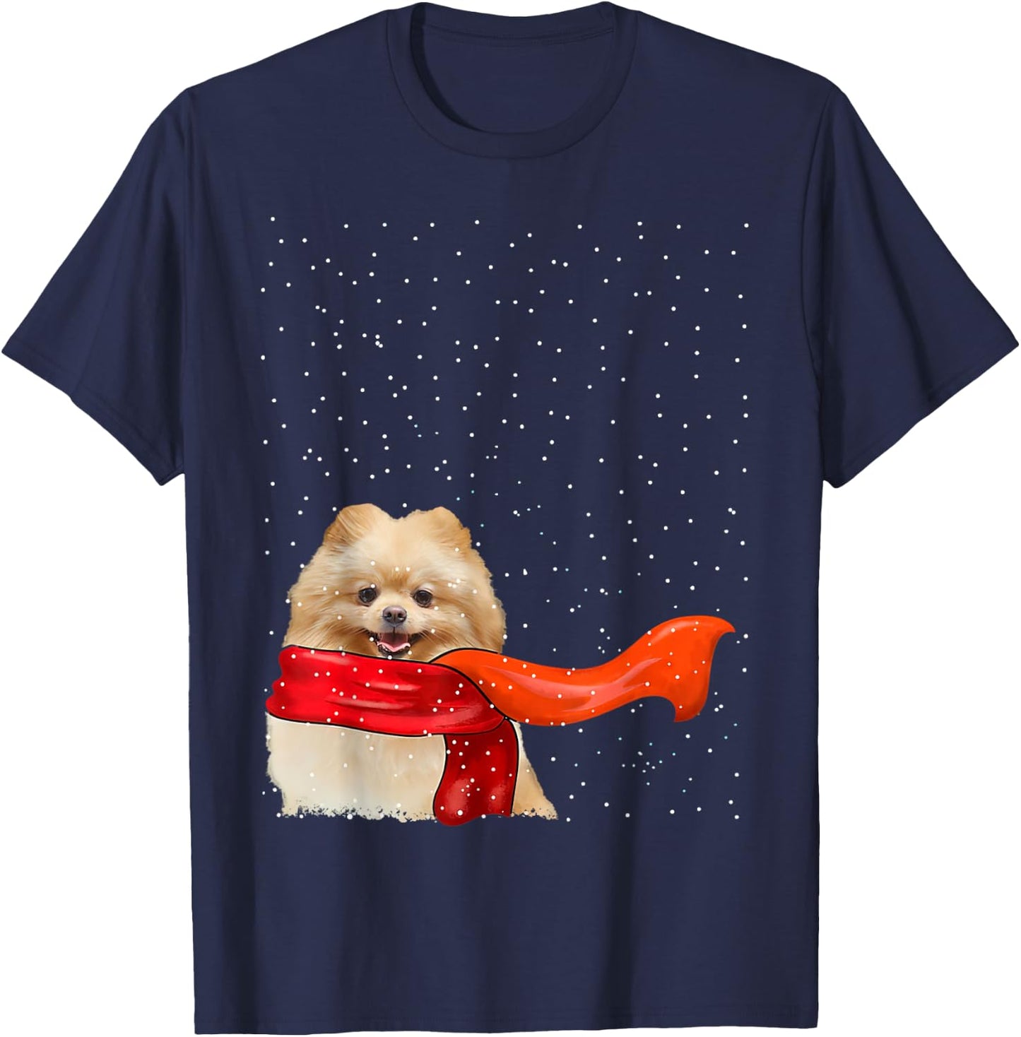 Pomeranian Dog Winter Christmas Sweater Xmas Pet T-Shirt - T-Shirt | Navy