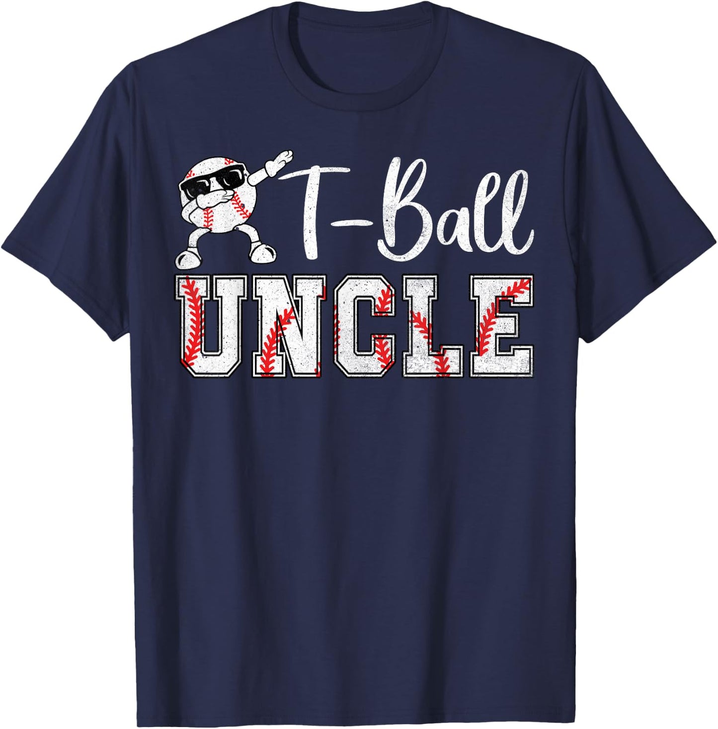 Ball Uncle Heart Funny T-Ball Uncle T-Shirt - T-Shirt | Navy