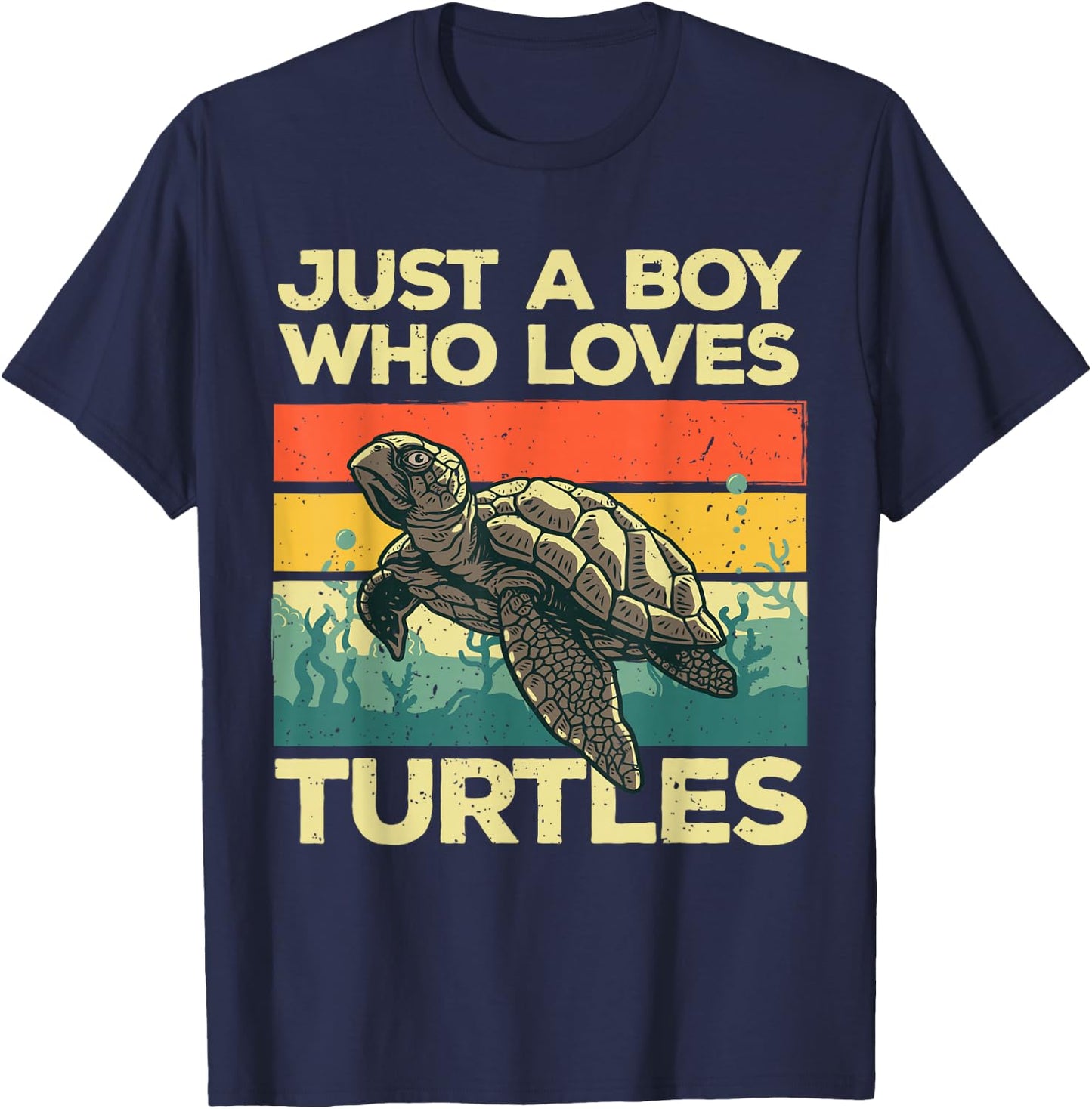 Funny Turtle Boys Tortoise Ocean Turtles Sea Animal T-Shirt - T-Shirt | Navy