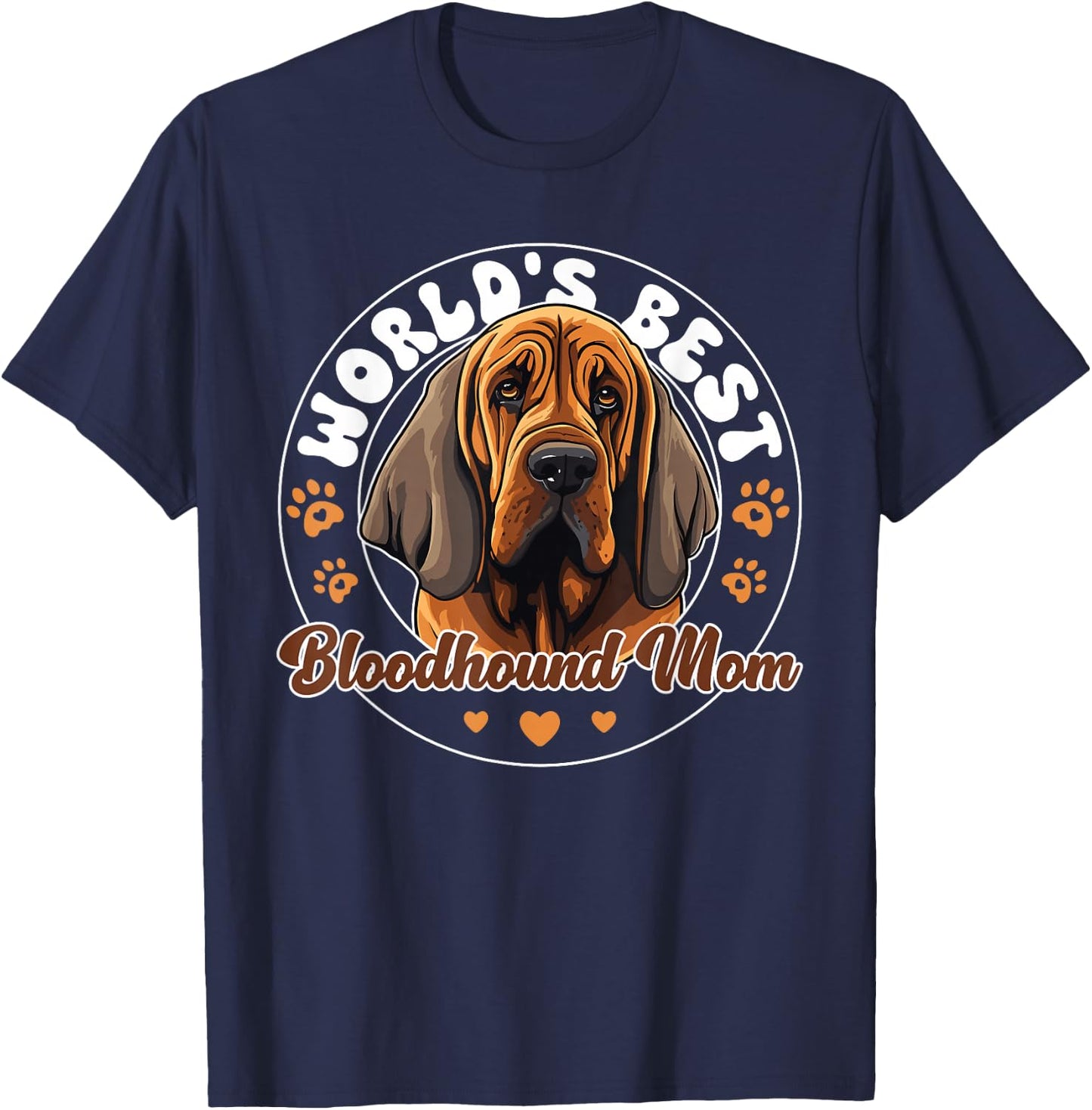 Bloodhound Groovy World's Best Bloodhound Mom T-Shirt - T-Shirt | Navy