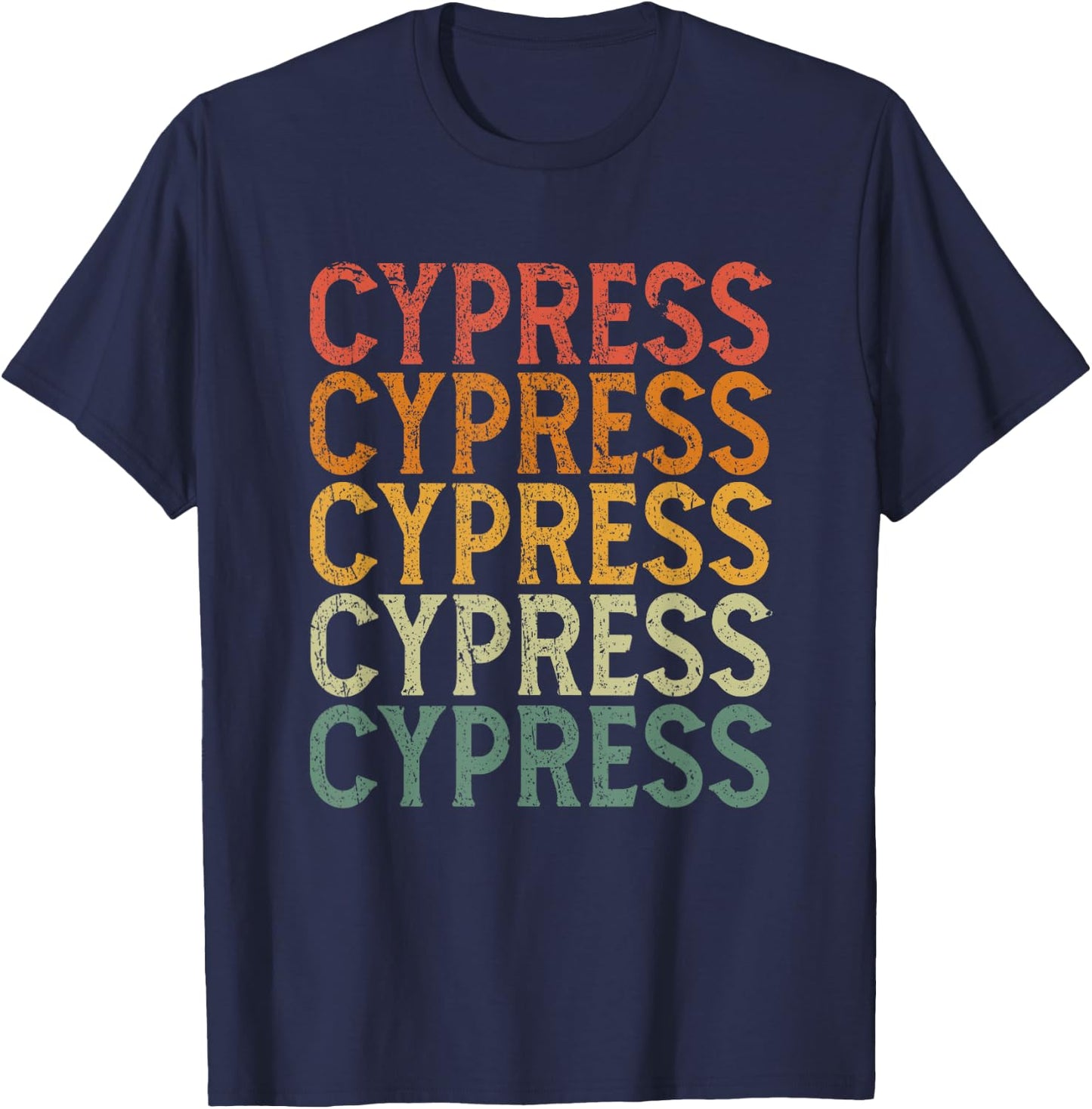 Retro Custom First Name Cypress T-Shirt - T-Shirt | Navy