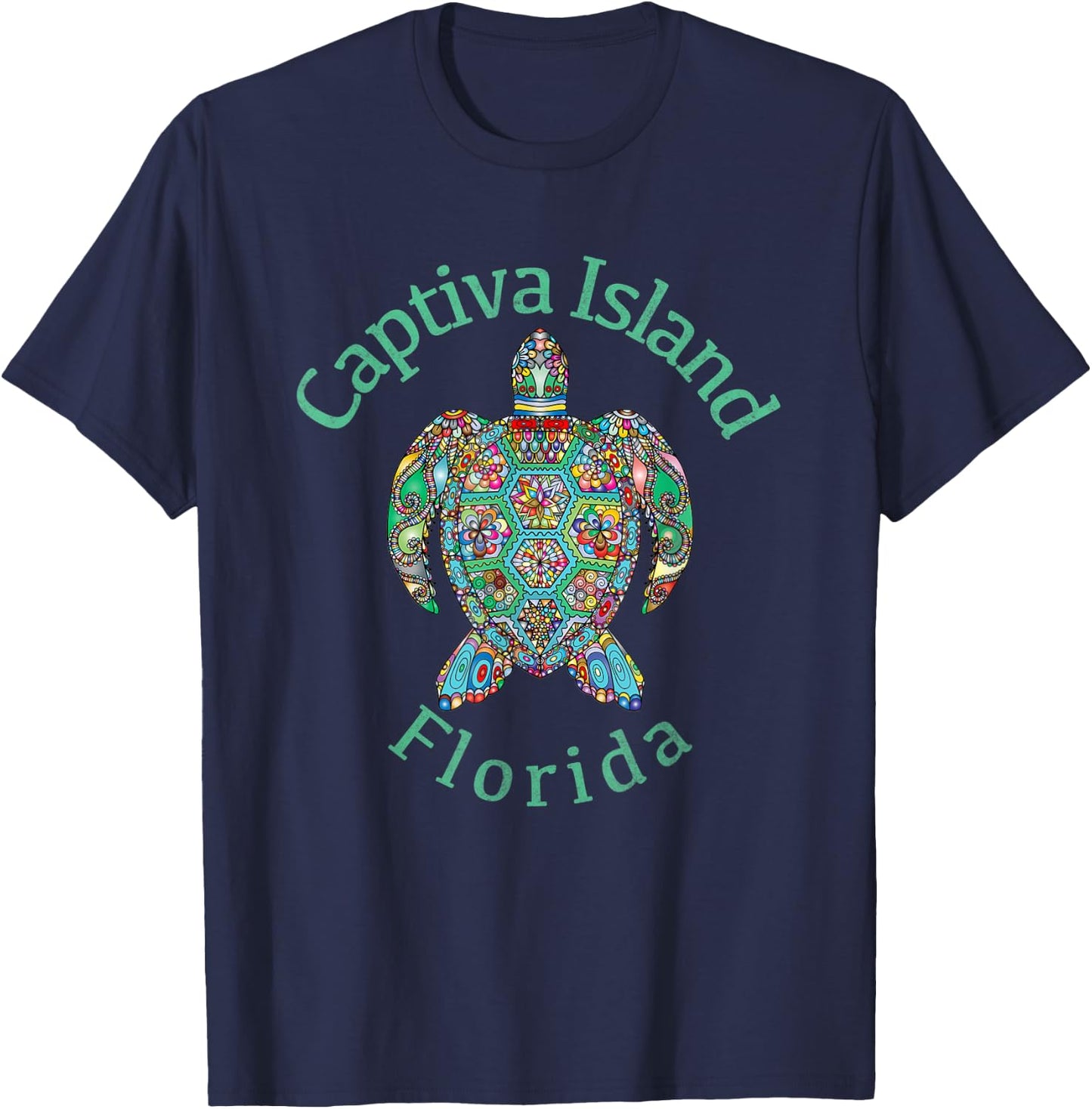 Captiva Island, Florida Tribal Turtle Gift T-Shirt - T-Shirt | Navy