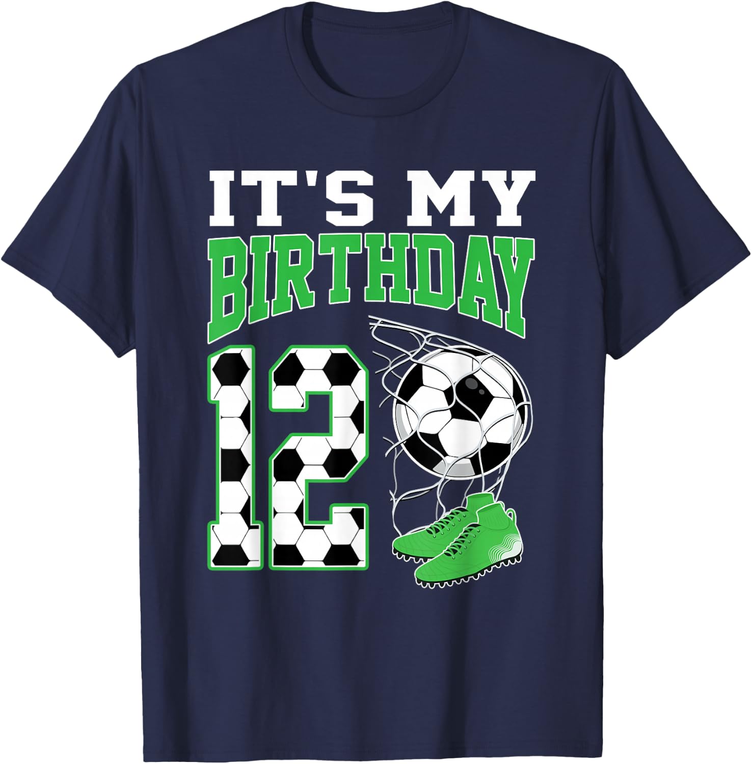 It's My 12th Birthday Soccer Party 12 Year Old Boy T-Shirt - T-Shirt | Navy
