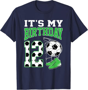 It's My 12th Birthday Soccer Party 12 Year Old Boy T-Shirt - T-Shirt | Navy