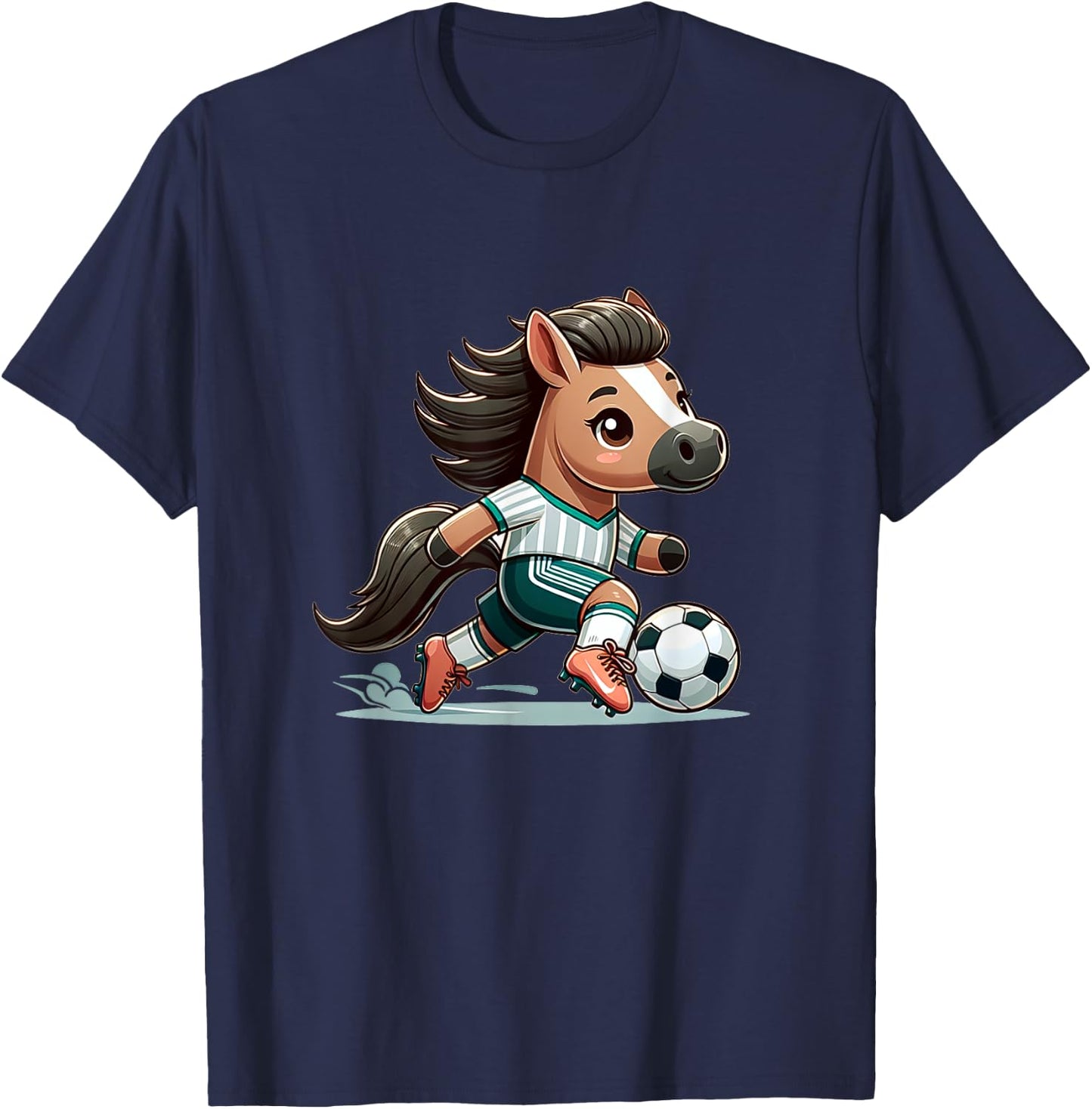 Cute Soccer Player Horse T-Shirt - T-Shirt | Navy