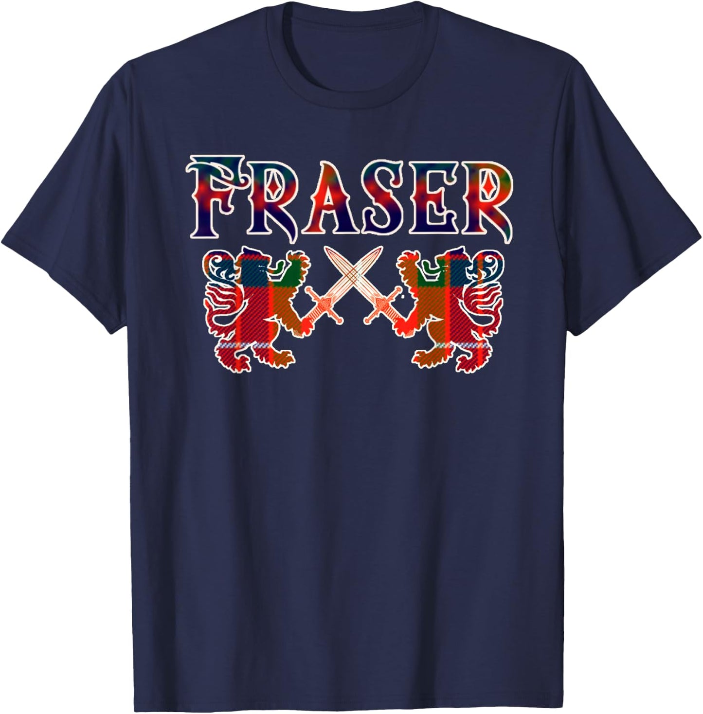 Clan Fraser Scottish Family Kilt Tartan Lion T-Shirt - T-Shirt | Navy