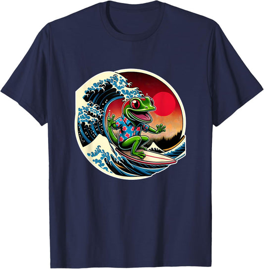 Great Wave Kanagawa Gecko Surfing T-Shirt - T-Shirt | Navy