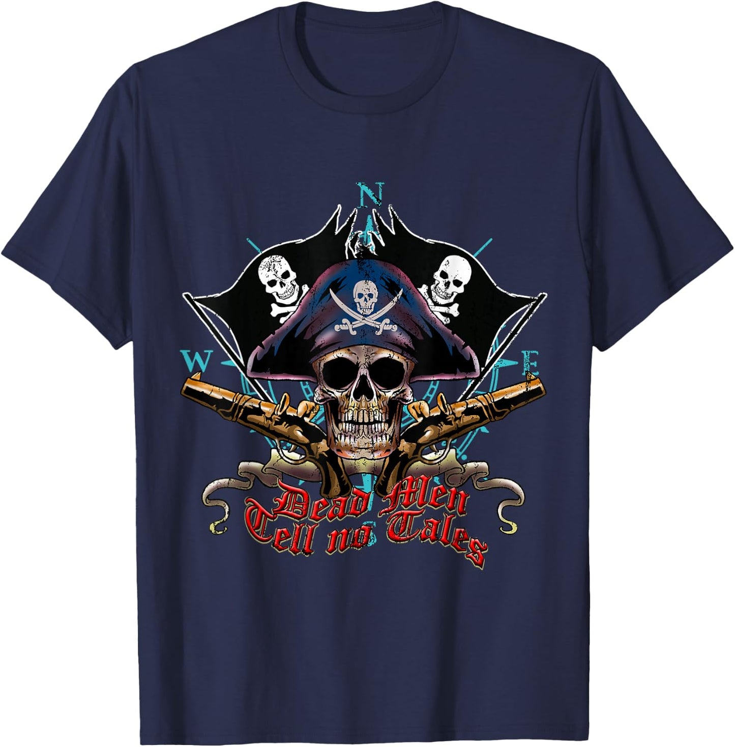 Pirate Skull Sea Thief Buccaneer Cool Sailor Man Gift T-Shirt - T-Shirt | Navy