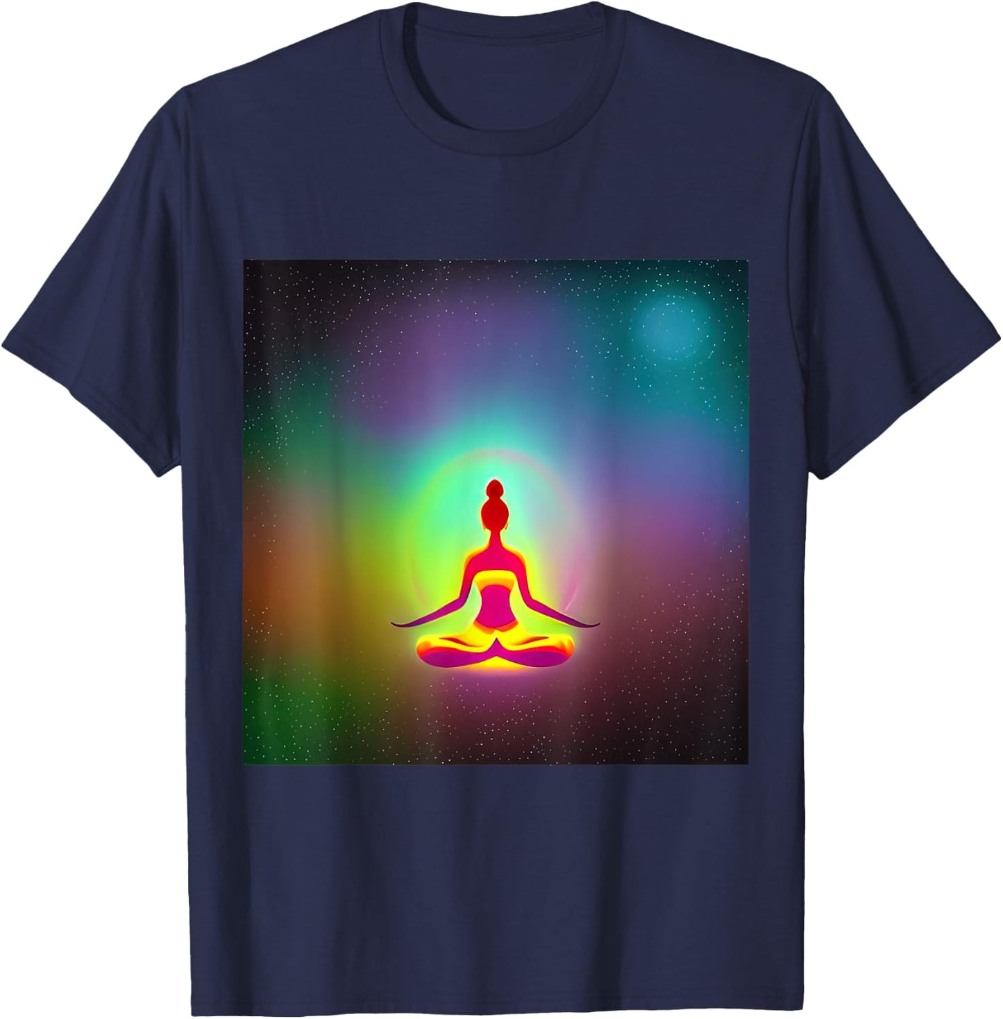 Yoga Girl Female Sun Salutation Meditation Chakra Kundalini T-Shirt - T-Shirt | Navy