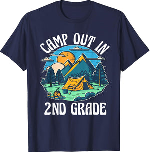 Camp out in 2nd grade, camping lover back to school T-Shirt - T-Shirt | Navy