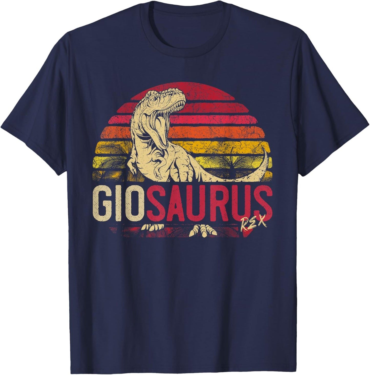 Gio Saurus Funny Personalized Dinosaur T Rex Name Boys Gift T-Shirt - T-Shirt | Navy