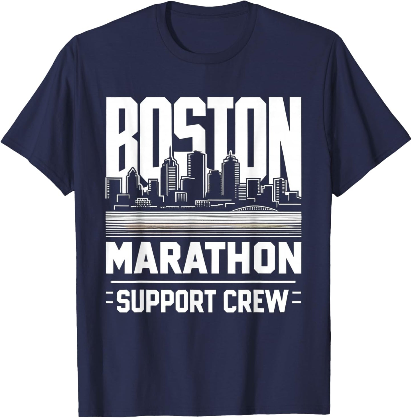 Marathon Boston Cityscape Support Crew T-Shirt - T-Shirt | Navy