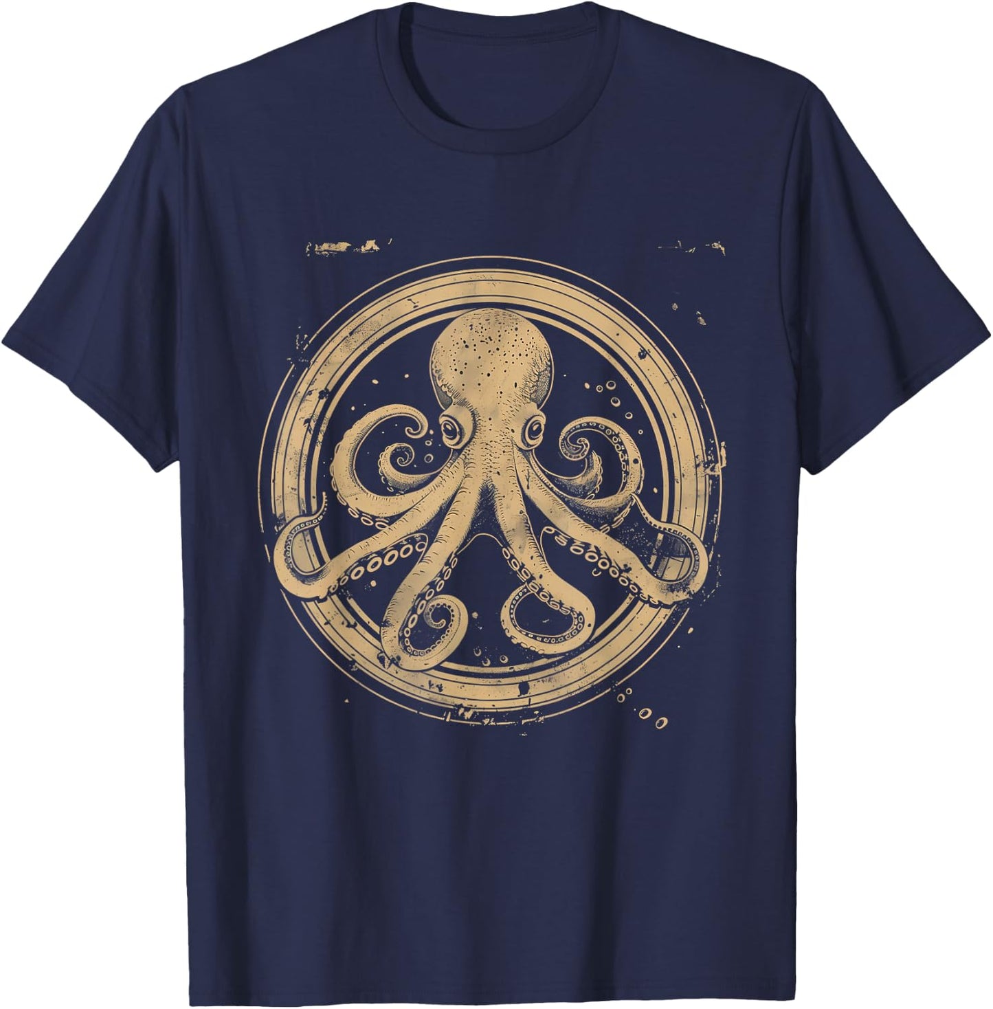 Octopus Artwork Marine Mammal Ocean Sea Animal Lover T-Shirt - T-Shirt | Navy