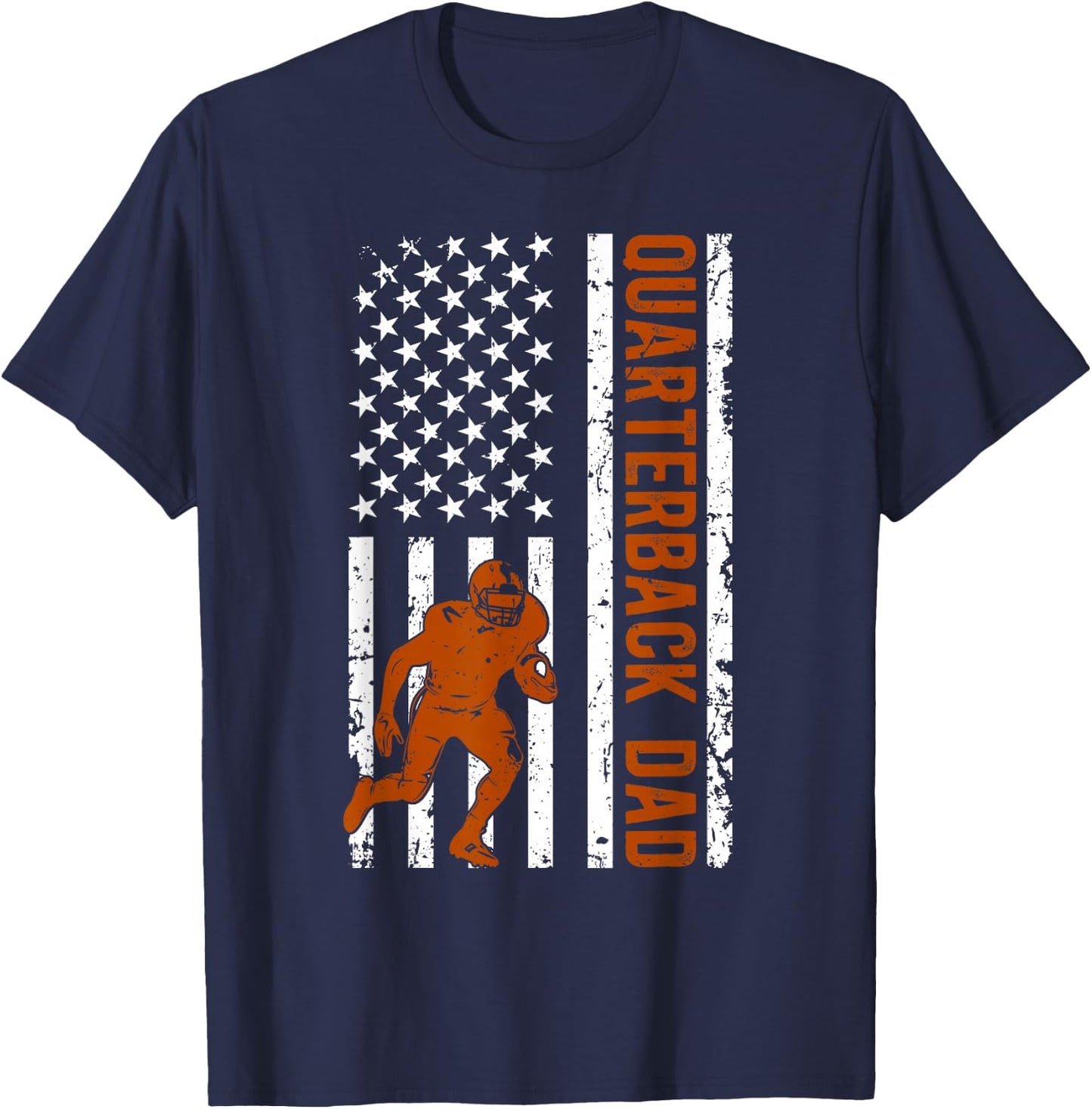 Quarterback Dad Of A Football Quarterback Father US Flag T-Shirt - T-Shirt | Navy