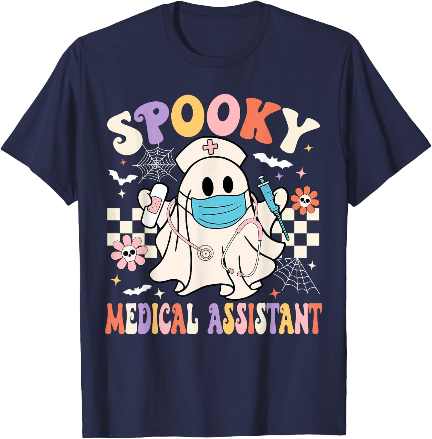 Spooky Medical Assistant Ghost Medical Assistant Halloween T-Shirt - T-Shirt | Navy