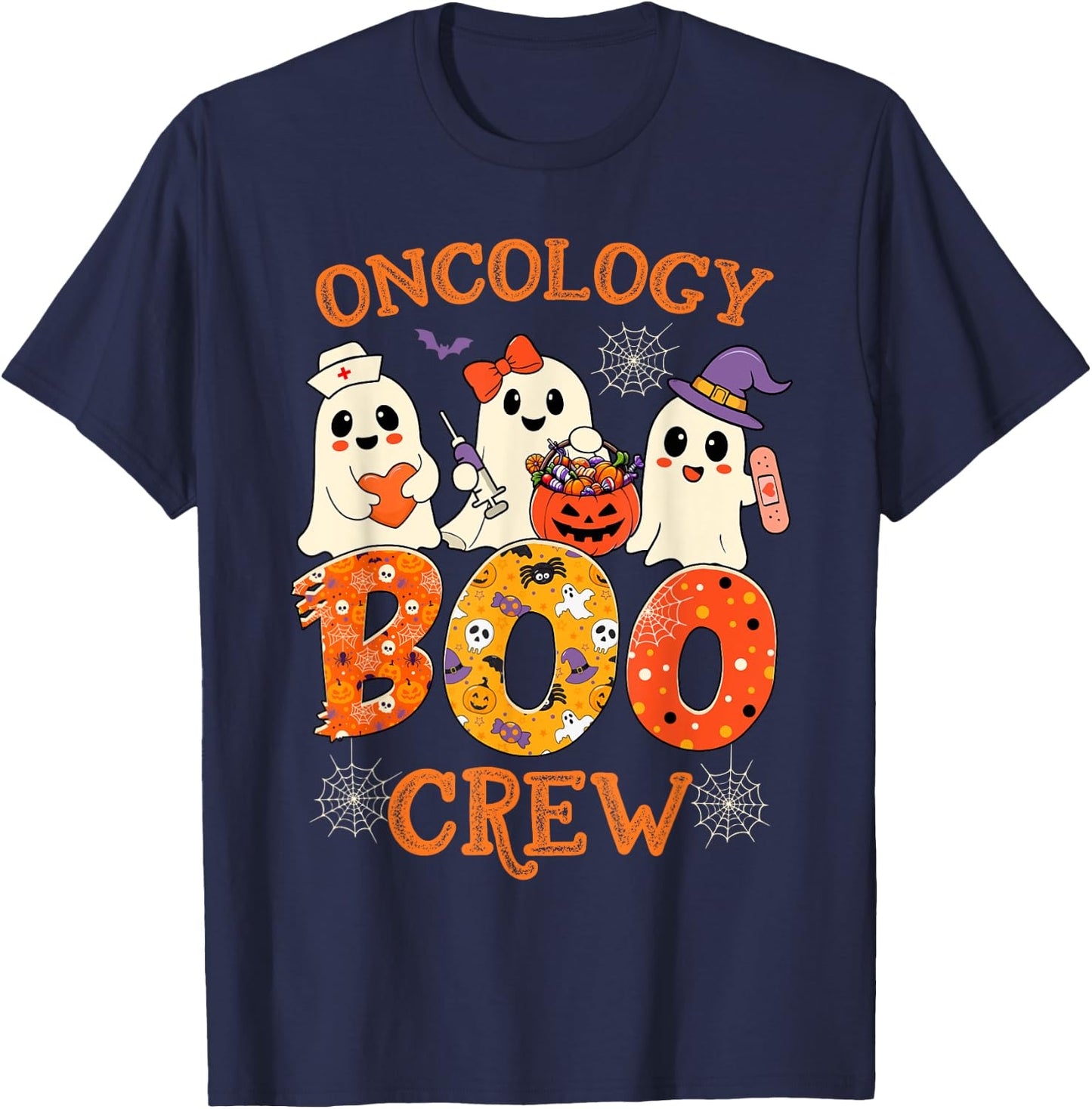 Oncology Boo Crew Funny Ghost Halloween Spooky Costume Nurse T-Shirt - T-Shirt | Navy
