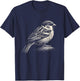 Sparrow Bird Graphic Art Design T-Shirt - T-Shirt | Navy