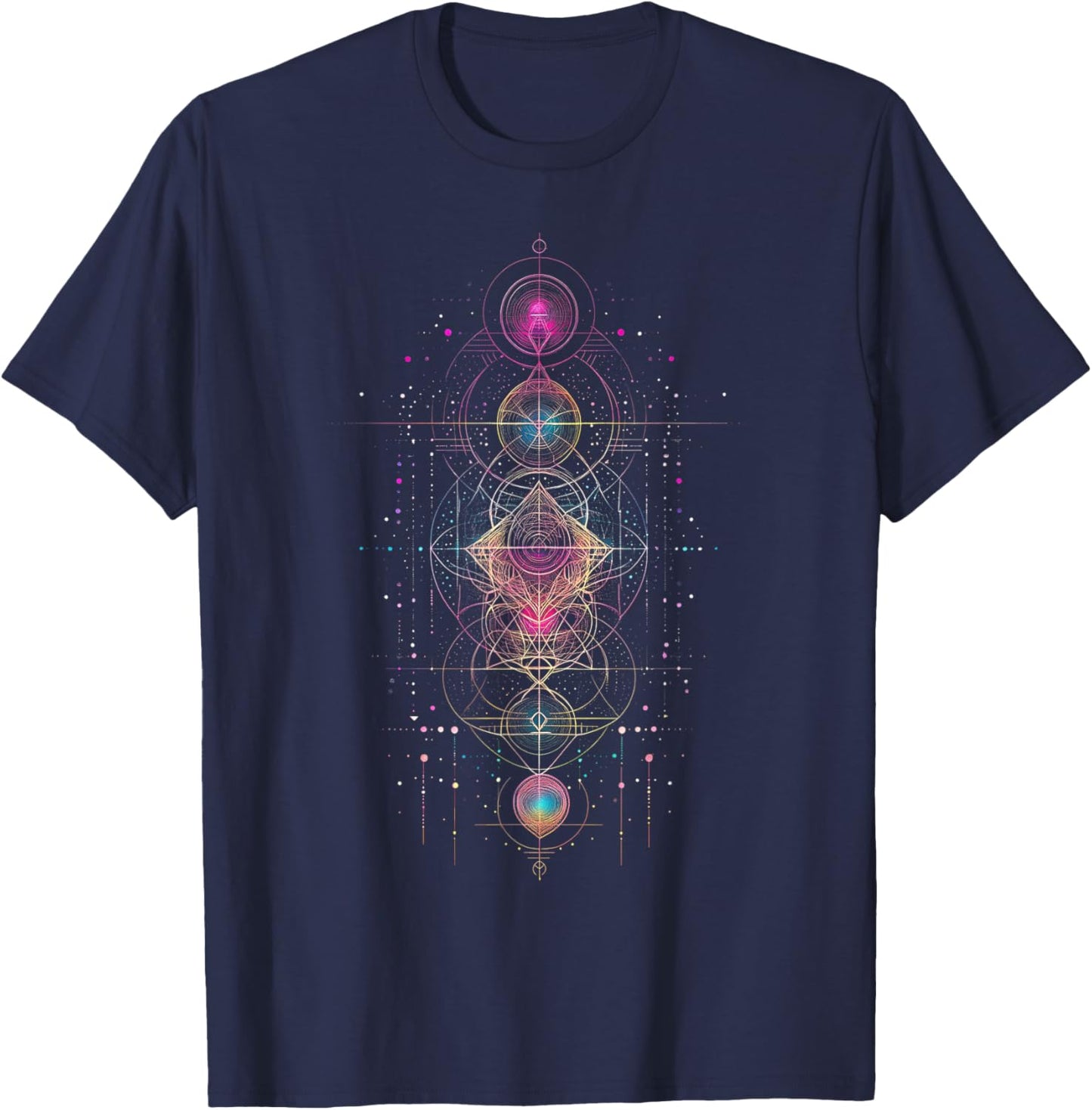 Sacred Geometry Metatron Cube Spiritual Yoga T-Shirt - T-Shirt | Navy