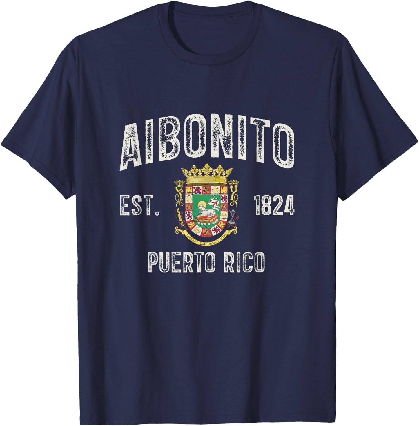Aibonito City In Puerto Rico Est 1824, Puerto Rico Armorial T-Shirt - T-Shirt | Navy