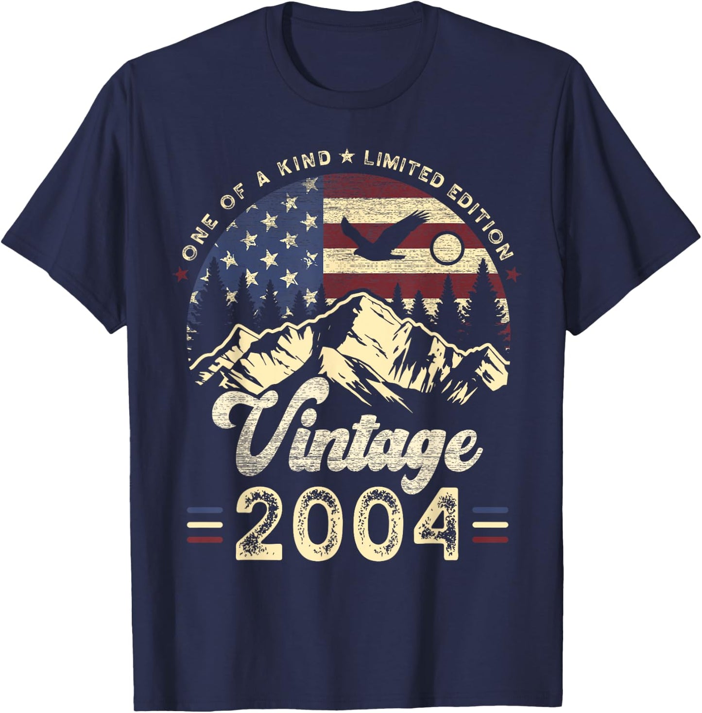 Vintage 2004 American Flag Patriotic Eagle 21st Birthday T-Shirt - T-Shirt | Navy