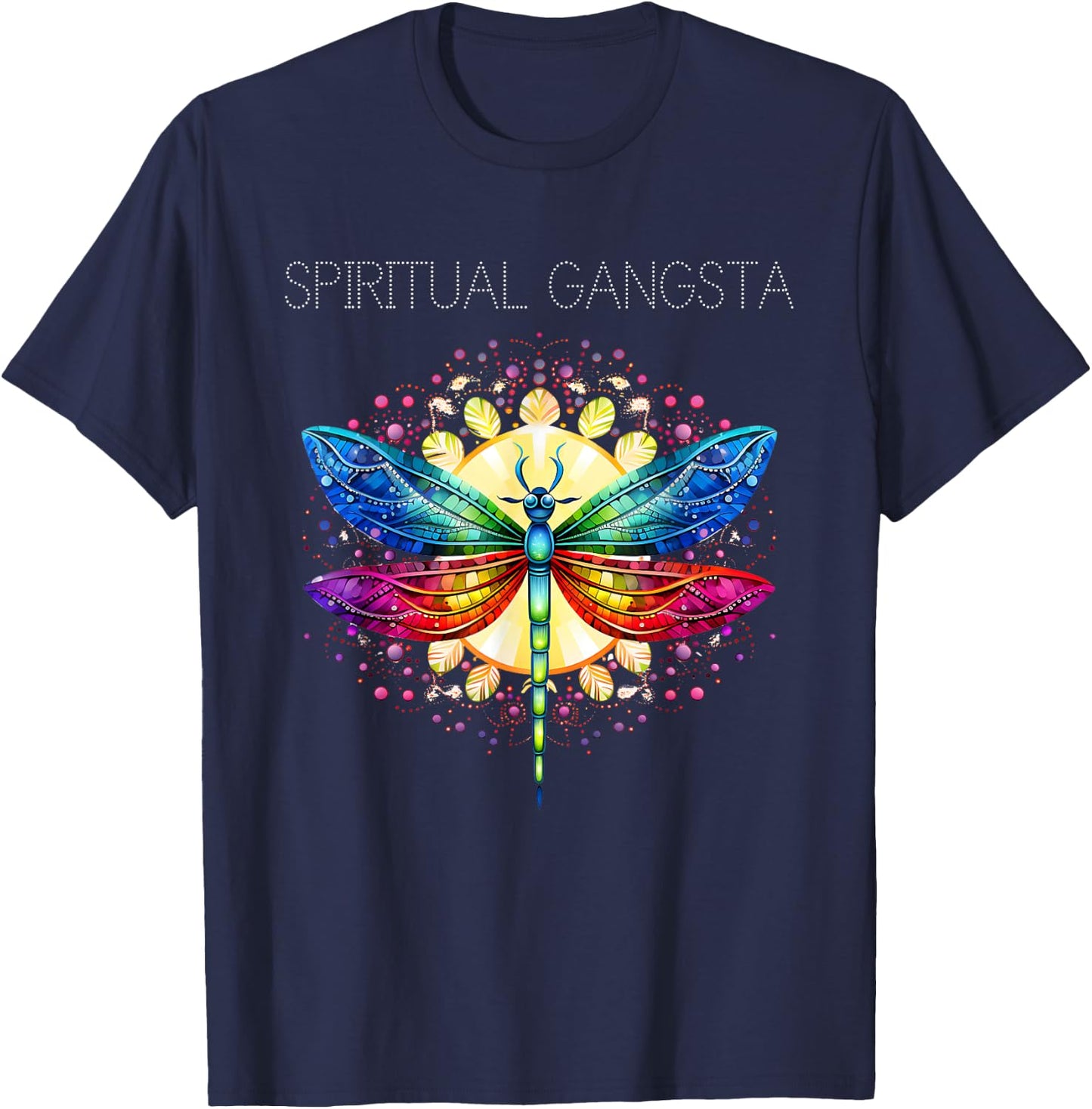 Spiritual Gangsta Dragonfly Yoga Meditation Mandala T-Shirt - T-Shirt | Navy