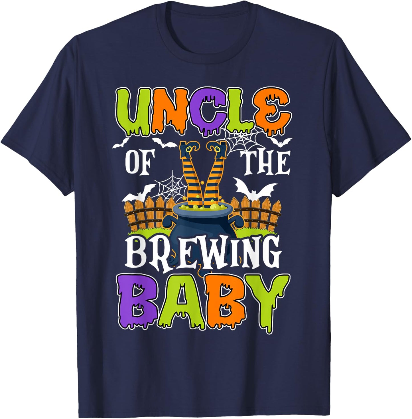 Uncle Of The Brewing Baby Halloween Witch Baby Funny T-Shirt - T-Shirt | Navy