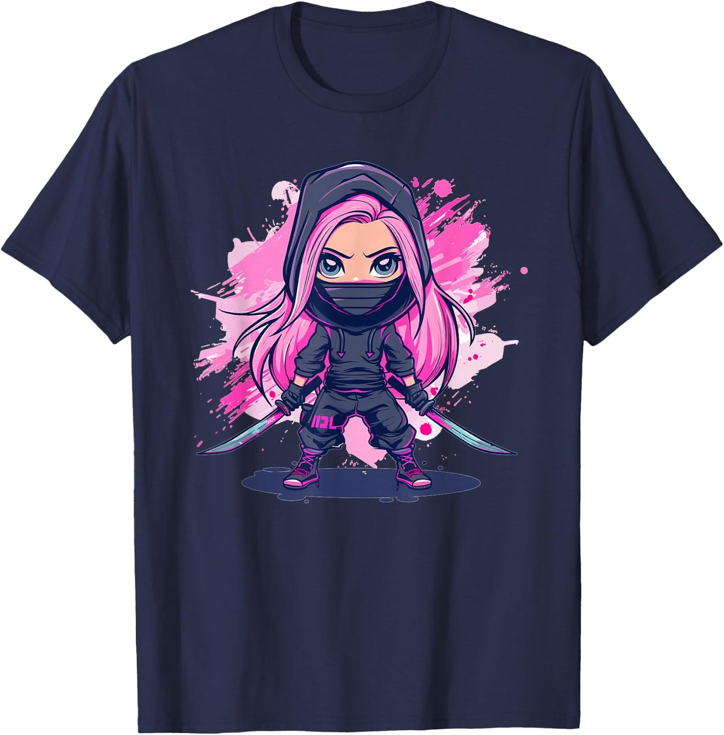 Cute Ninja Girl I Pastel Ninja T-Shirt - T-Shirt | Navy