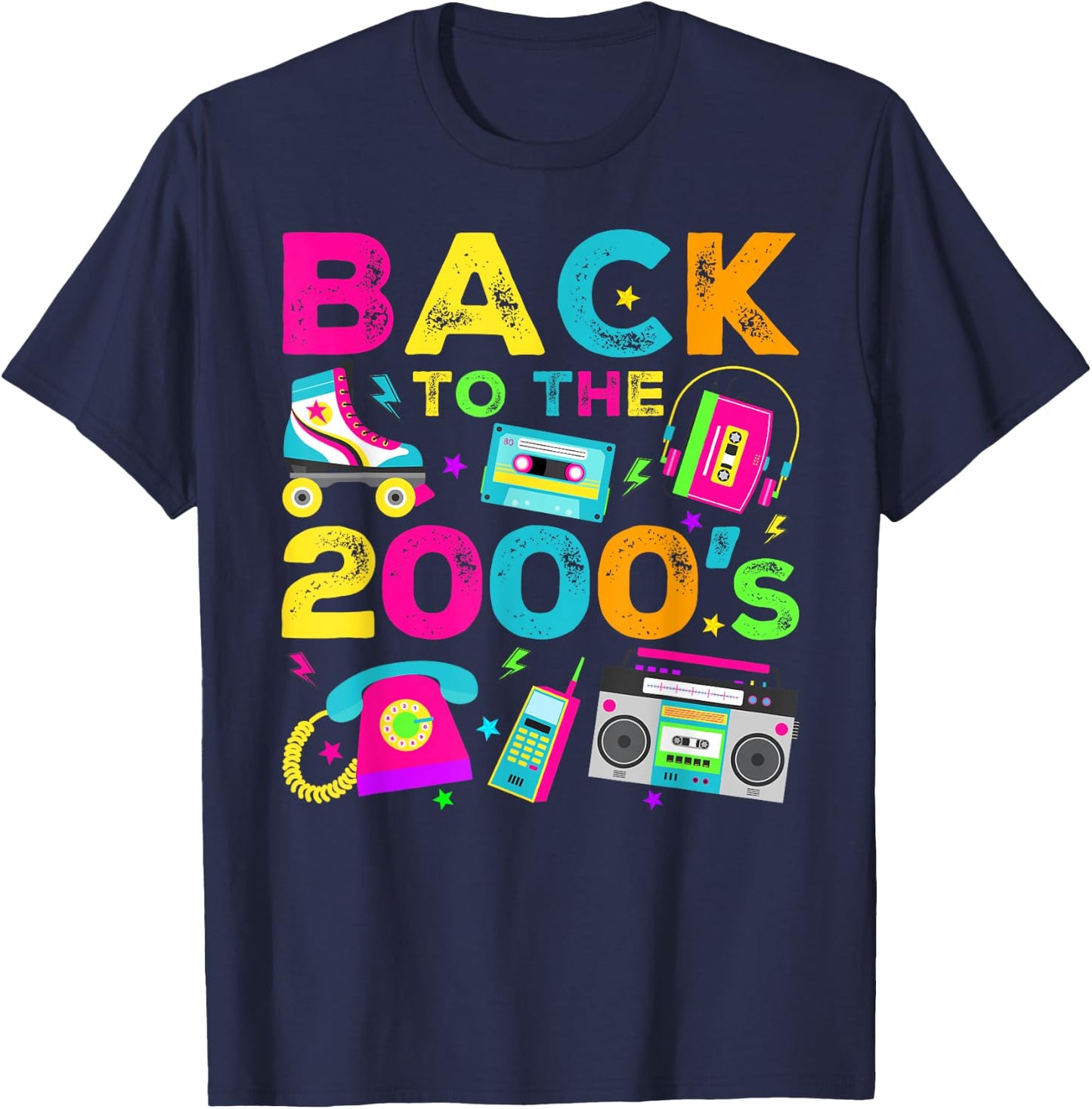 Back To 2000's 2000s Vintage Style 2000s Retro Party T-Shirt - T-Shirt | Navy