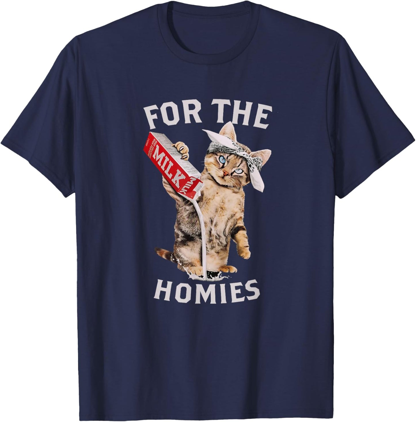 Milk Cat for The Homies T-Shirt - T-Shirt | Navy