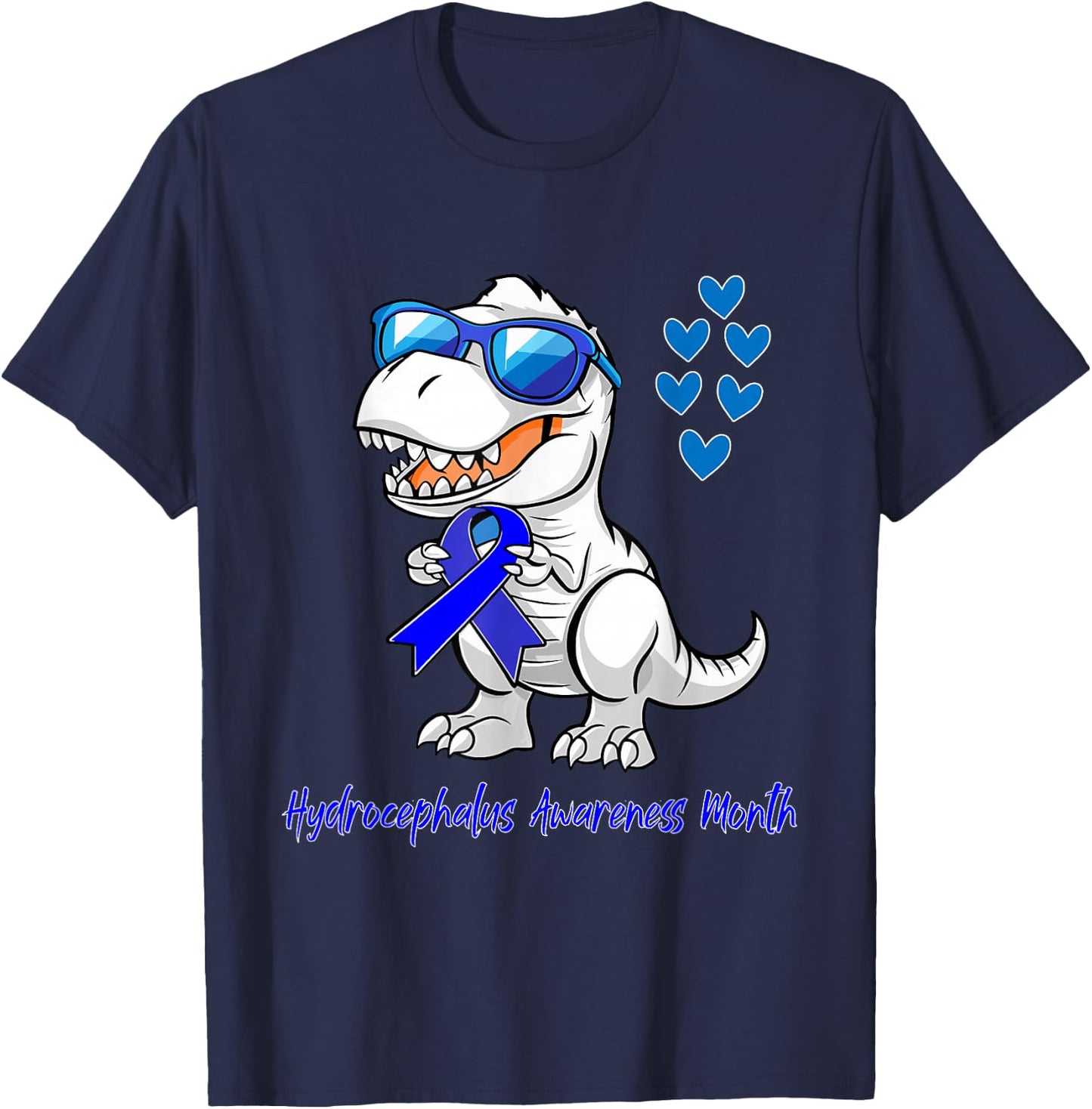 T-rex Dinosaur Hydrocephalus Awareness Month Dino Toddlers T-Shirt - T-Shirt | Navy