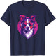 90s Retro Vaporwave Style Cool & Cute Border Collie Dog Art Men Women Kids T-Shirt - T-Shirt | Navy