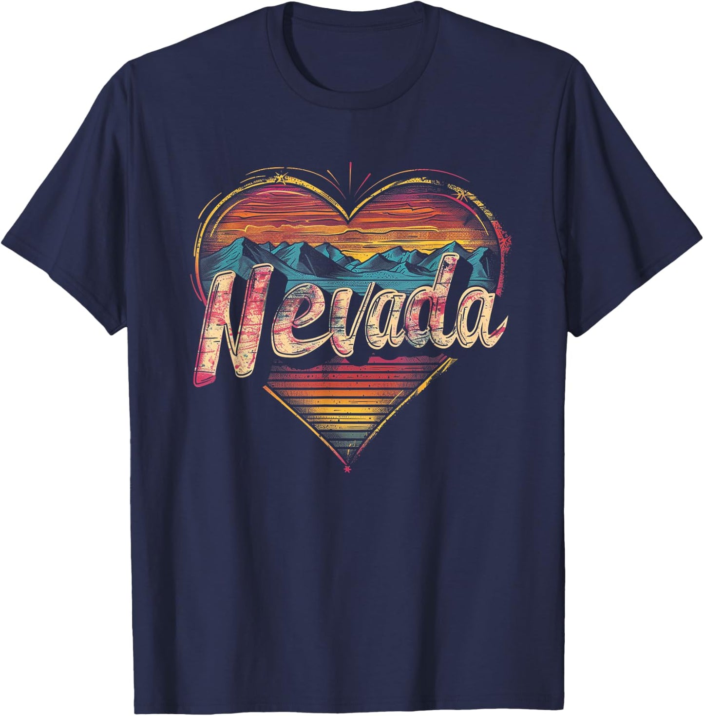 Nevada - Heart Vintage Love Women Kids Retro Graphic Cool T-Shirt - T-Shirt | Navy