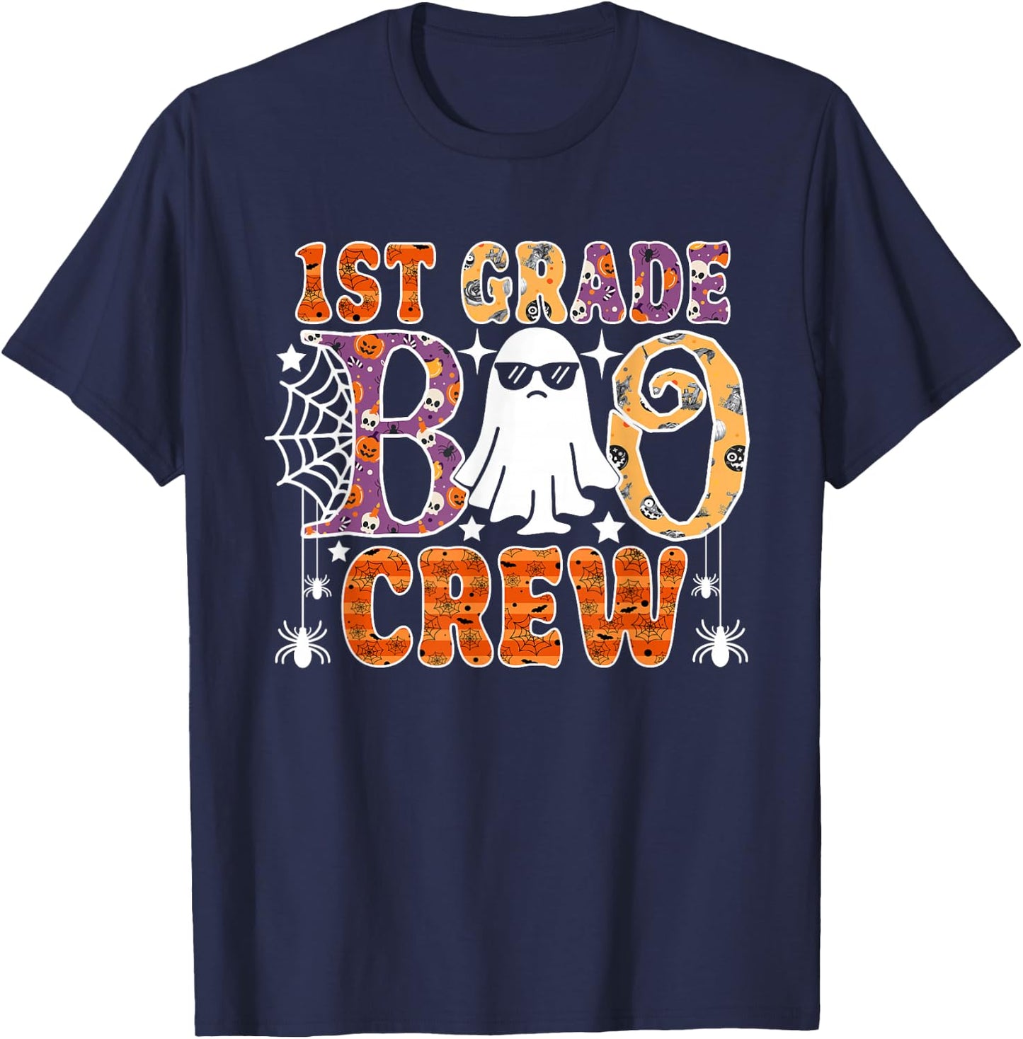 1st Grade Boo Crew Funny Halloween Teachers Students T-Shirt - T-Shirt | Navy