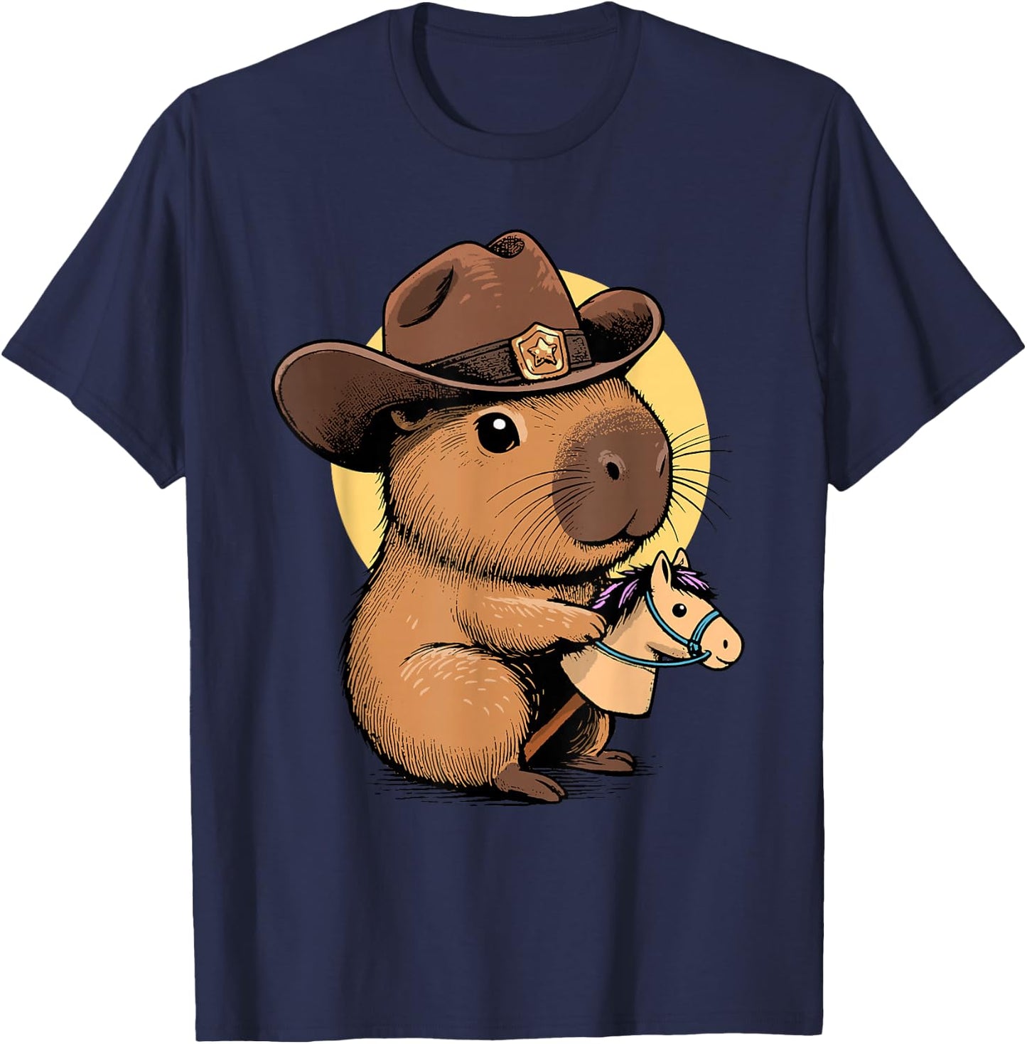 Cowpybara Capybara Cowboy Design T-Shirt - T-Shirt | Navy