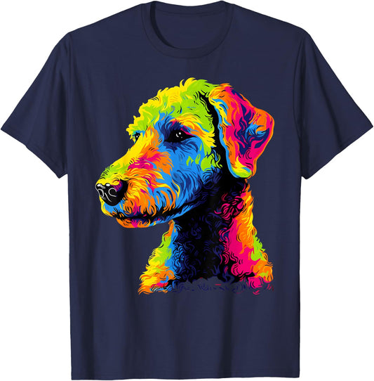 Bedlington Terrier Face Colorful Dog Lover Cute Puppy Black Women Kids T-Shirt - T-Shirt | Navy