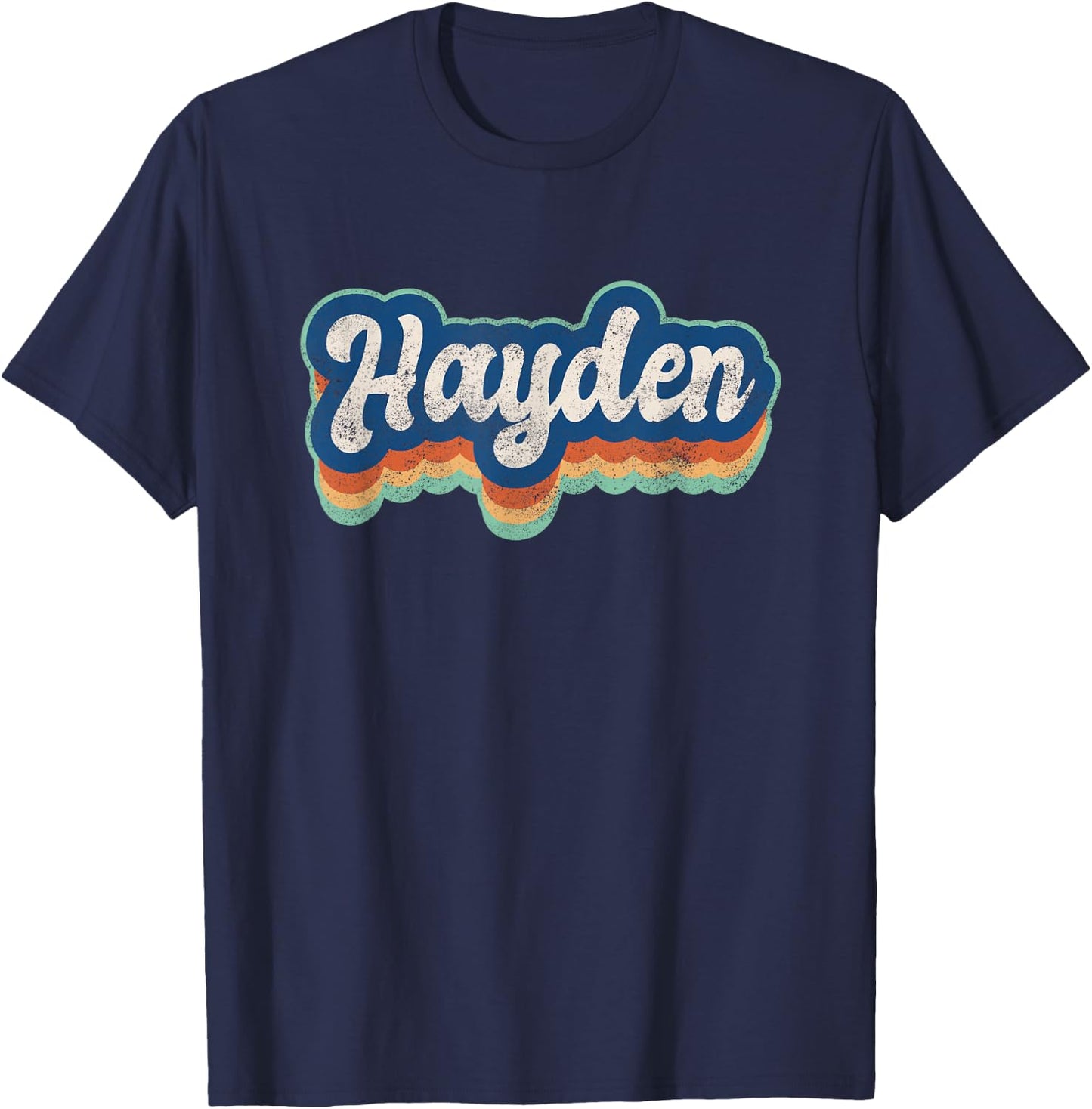 Hayden First Name Boy Vintage Style 70s 80s Personalized T-Shirt - T-Shirt | Navy