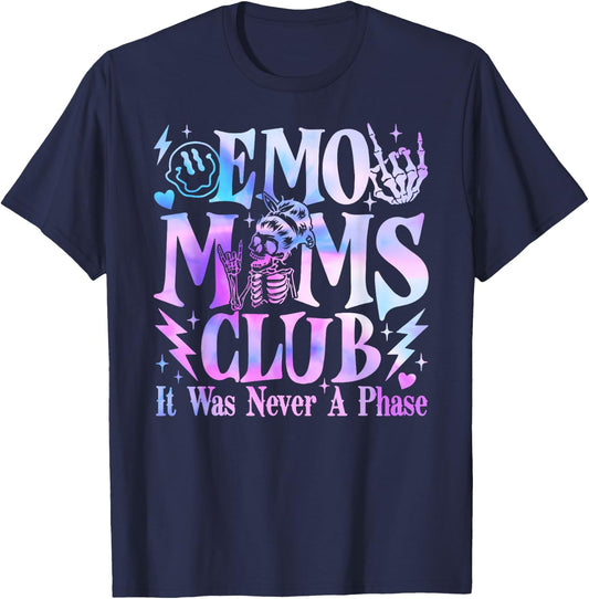It Was Never A Phase Emo Moms Club Mother's Day Skeleton T-Shirt - T-Shirt | Navy
