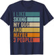 I Like Skiing My Dog And Maybe 3 People Vintage Retro T-Shirt - T-Shirt | Navy
