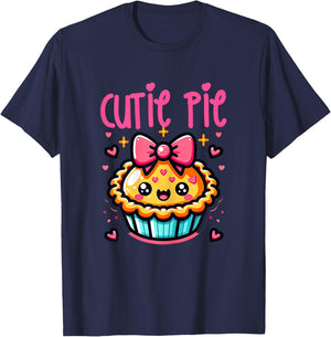 Girls Cutie Pie Cute School Adorable Girls Size 10-12 7-8 T-Shirt - T-Shirt | Navy