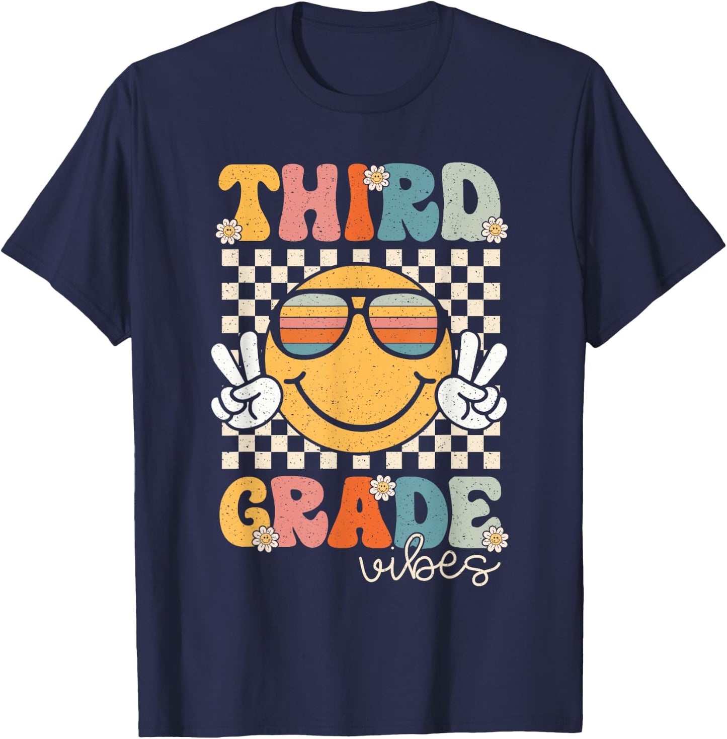 Third Grade Vibes Smile First Day of School 3rd Grade Team T-Shirt - T-Shirt | Navy